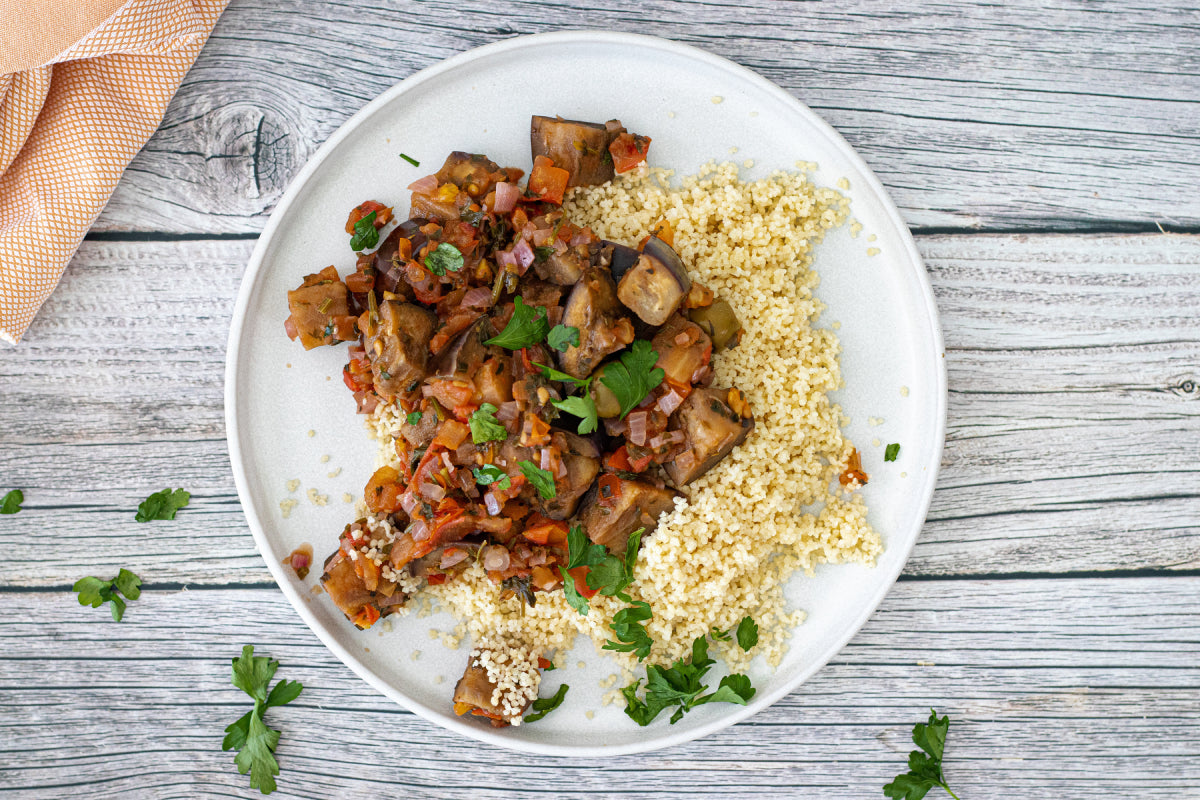 Mediterranean Aubergine and Couscous Stew